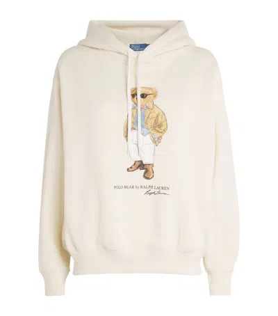 Polo Ralph Lauren Womens Parchment Cream Branded-print Cotton-blend Hoody In Yellow