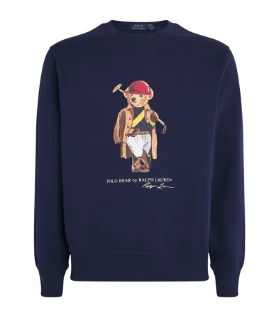 Polo Ralph Lauren Long Sleeve Fleece Society Bear Crewneck Sweatshirt In Multi