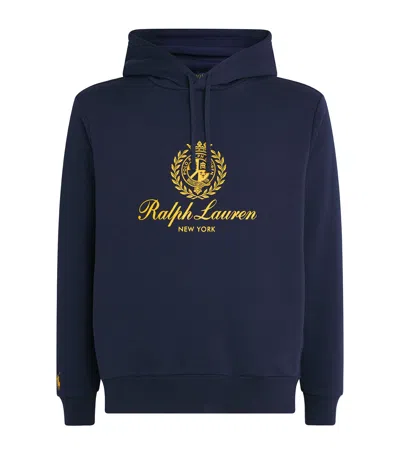 Polo Ralph Lauren Cotton-blend Polo Crest Hoodie In Blue