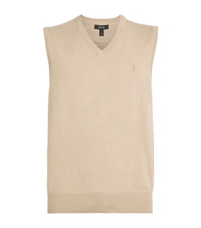 Polo Ralph Lauren Cotton-blend Polo Pony Sweater Vest In Beige