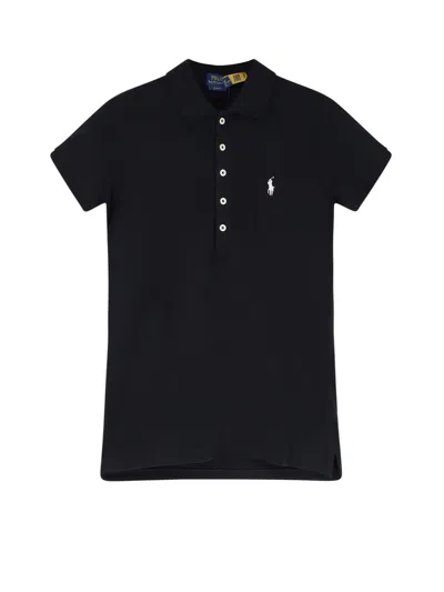 Polo Ralph Lauren Cotton Blend Polo Shirt With Embroidered Logo In Black