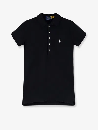 Polo Ralph Lauren Cotton Blend Polo Shirt With Embroidered Logo In Black
