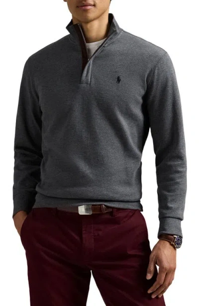 Polo Ralph Lauren Cotton Blend Quarter Zip Pullover In Gray