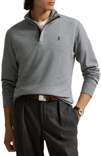 Polo Ralph Lauren Herringbone Long Sleeve Half Zip Polo In Grey