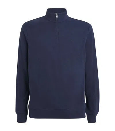Polo Ralph Lauren Cotton-blend Quarter-zip Sweater In Blue