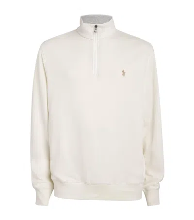 Polo Ralph Lauren Cotton-blend Quarter-zip Sweater In Neutral