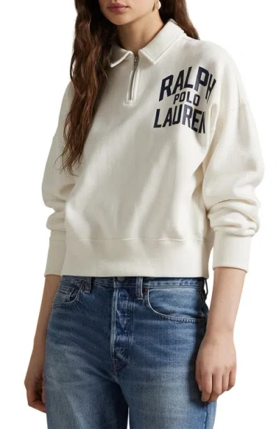 Polo Ralph Lauren Cotton Blend Quarter Zip Sweatshirt In Neutral