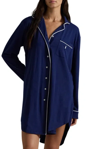 Polo Ralph Lauren Cotton Blend Sleepshirt In Navy