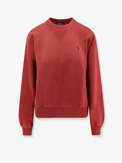 Polo Ralph Lauren Cotton Blend Sweater With Embroidered Logo On The Front In Red