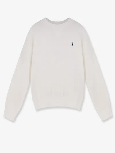Polo Ralph Lauren Cotton Blend Sweater With Embroidered Logo On The Front In White