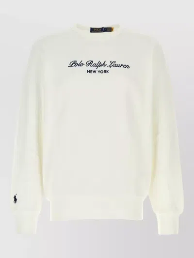 Polo Ralph Lauren Cotton Blend Sweatshirt Long Sleeves Ribbed Cuffs Hem In White
