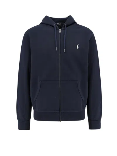 Polo Ralph Lauren Cotton Blend Sweatshirt With Embroidered Logo On The Front In Blue