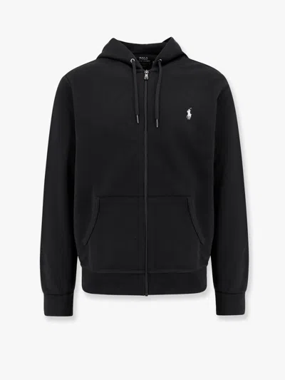 Polo Ralph Lauren Cotton Blend Sweatshirt With Embroidered Logo On The Front In Black