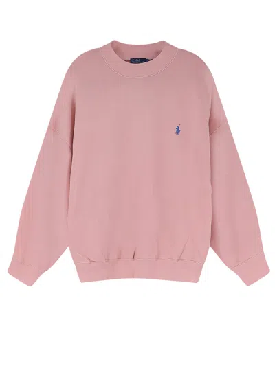 Polo Ralph Lauren Cotton Blend Sweatshirt With Front Embroidered Logo In Pink