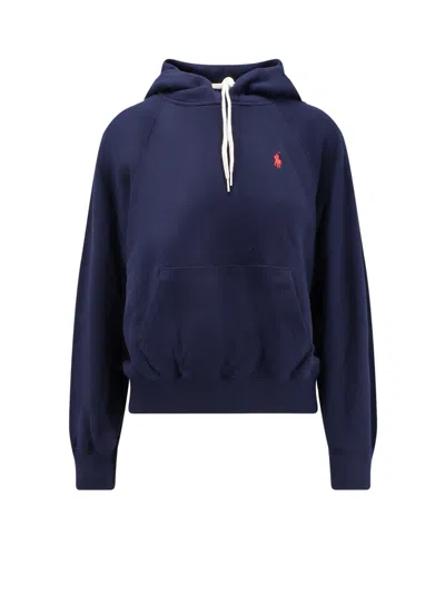 Polo Ralph Lauren Cotton Blend Sweatshirt With Hood In Blue