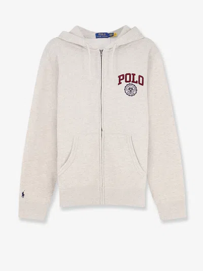 Polo Ralph Lauren Cotton Blend Sweatshirt With Hood In Gray