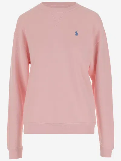 Polo Ralph Lauren Cotton Blend Sweatshirt With Logo In Pink