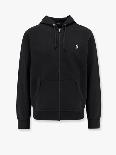 Polo Ralph Lauren Cotton Blend Sweatshirt With Logo Iconic Embroidery In Black
