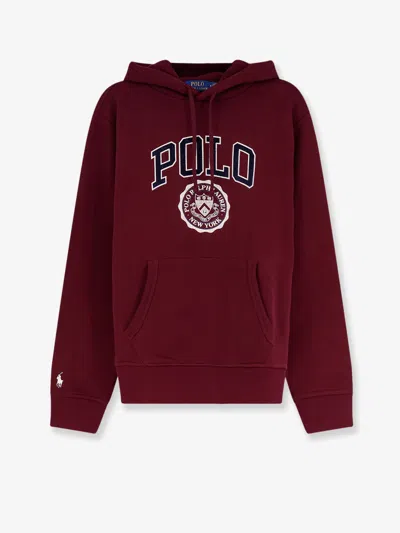 Polo Ralph Lauren Cotton Blend Sweatshirt With Logo Print In Burgundy