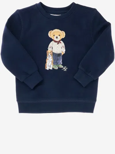 POLO RALPH LAUREN COTTON BLEND SWEATSHIRT WITH POLO BEAR PATTERN