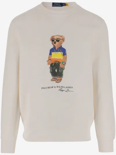 POLO RALPH LAUREN COTTON BLEND SWEATSHIRT WITH POLO BEAR PRINT