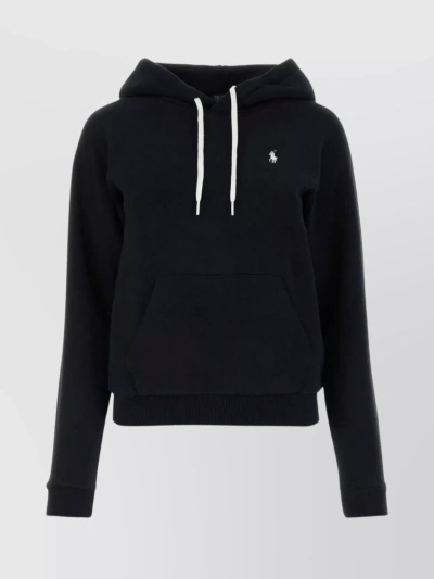 Polo Ralph Lauren Cotton Blend Sweatshirt With Ribbed Cuffs And Hem In Black