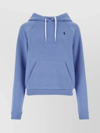 Polo Ralph Lauren Cotton Blend Sweatshirt With Ribbed Cuffs And Hem In Blue