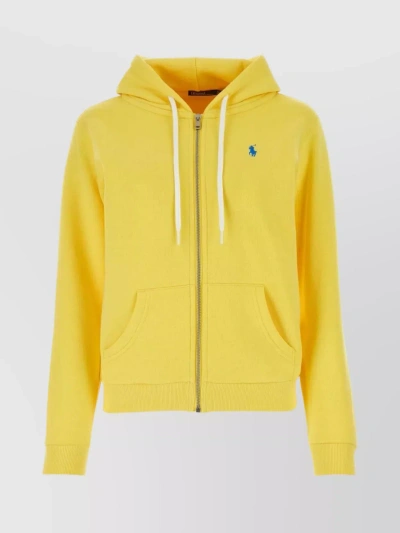 Polo Ralph Lauren Cotton Blend Sweatshirt With Ribbed Cuffs And Hem In Yellow