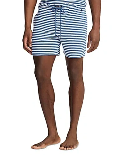 Polo Ralph Lauren Cotton Blend Terry Regular Fit Sleep Shorts In Dlt Bl/wh