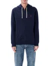 Polo Ralph Lauren Zip-up Hooded Sweatshirt In Cotton-polyester Blend In Blue