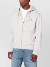 Polo Ralph Lauren Cotton Blend Zip Sweatshirt With Drawstring Hood In Gray