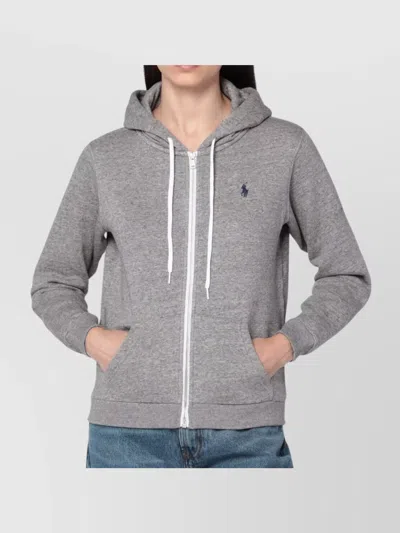 POLO RALPH LAUREN COTTON BLEND ZIP UP SWEATSHIRT WITH HOOD