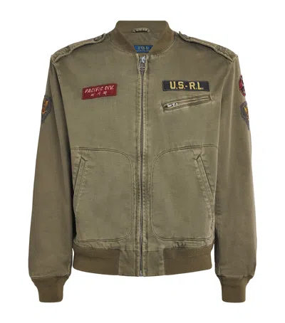 Polo Ralph Lauren Embroidered Bomber Jacket In Green