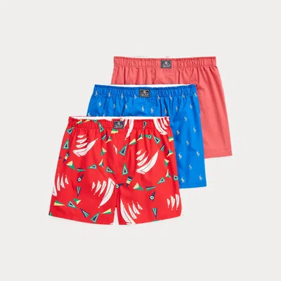 Polo Ralph Lauren Cotton Boxer 3-pack In Red