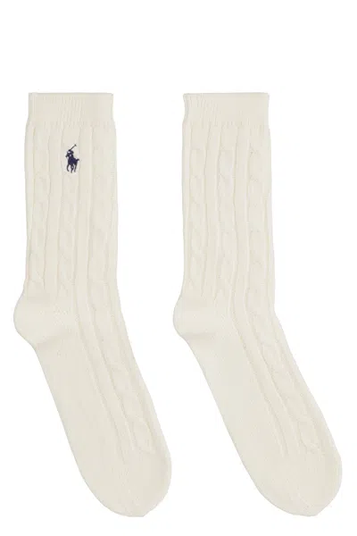 Polo Ralph Lauren Cotton Braided Socks In Neutral