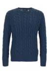 Polo Ralph Lauren Cable Knit Sweater With Round Neckline In Blue