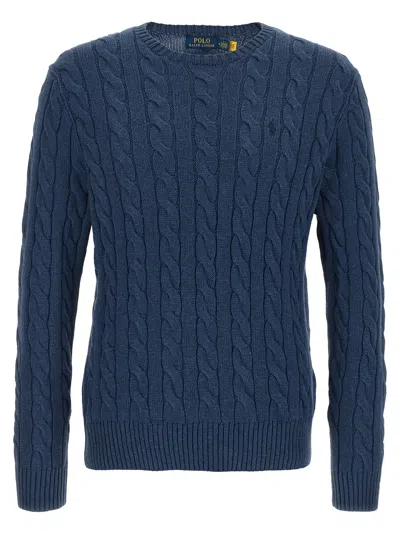 Polo Ralph Lauren Cotton Braided Sweater Sweaters And Cardigans Blue