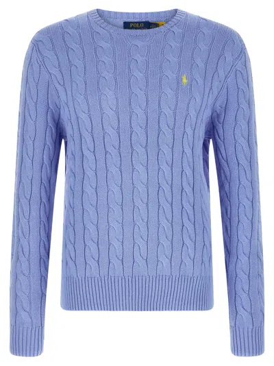 Polo Ralph Lauren Cotton Braided Sweater Sweaters And Cardigans Light Blue