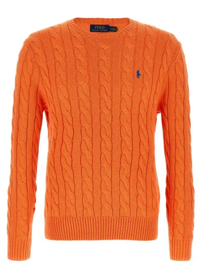 Polo Ralph Lauren Cable-knit Embroidered Sweater In Orange
