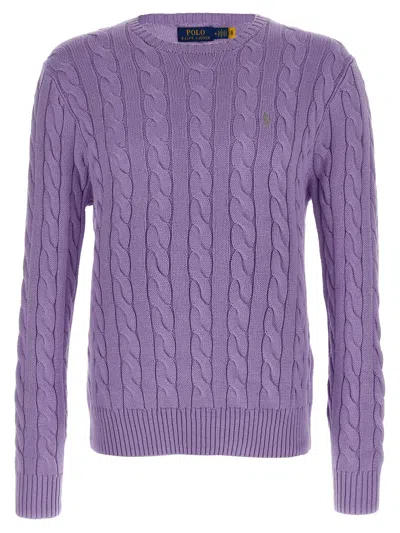 Polo Ralph Lauren Cotton Braided Sweater In Purple