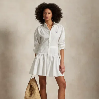 Polo Ralph Lauren Cotton Broadcloth Paneled Shirtdress In White