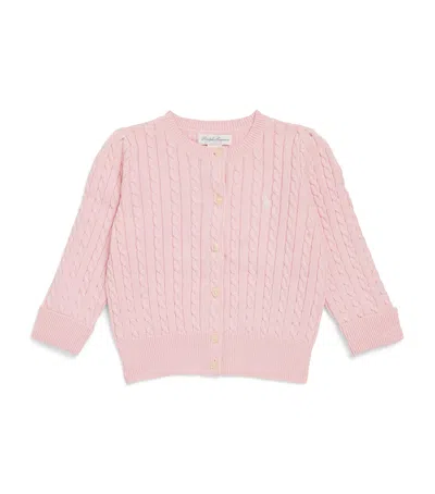 Polo Ralph Lauren Kids' Cotton Cable-knit Cardigan In Pink