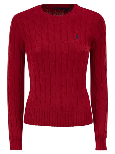 Polo Ralph Lauren Cable-knit Cashmere Blend Sweater With Iconic Pony Detail In Red