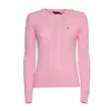 Polo Ralph Lauren Cable Knit Crew Neck Sweater Knitwear Rose In Pink