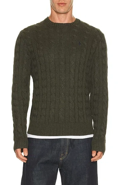 Polo Ralph Lauren Cotton Cable Knit Crewneck Sweater In Animal Print