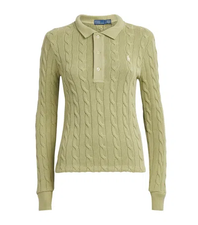 Polo Ralph Lauren Cotton Cable-knit Long-sleeve Polo Shirt In Green