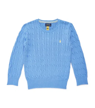 Polo Ralph Lauren Kids' Cotton Cable-knit Polo Pony Sweater In Blue