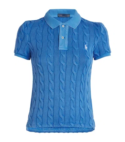 Polo Ralph Lauren Cotton Cable-knit Polo Shirt In Blue