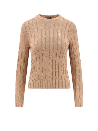 Polo Ralph Lauren Cotton Cable Knit Sweater In Brown