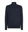 Polo Ralph Lauren Logo-embroidered Half-zip Cotton-knit Sweater In Blue